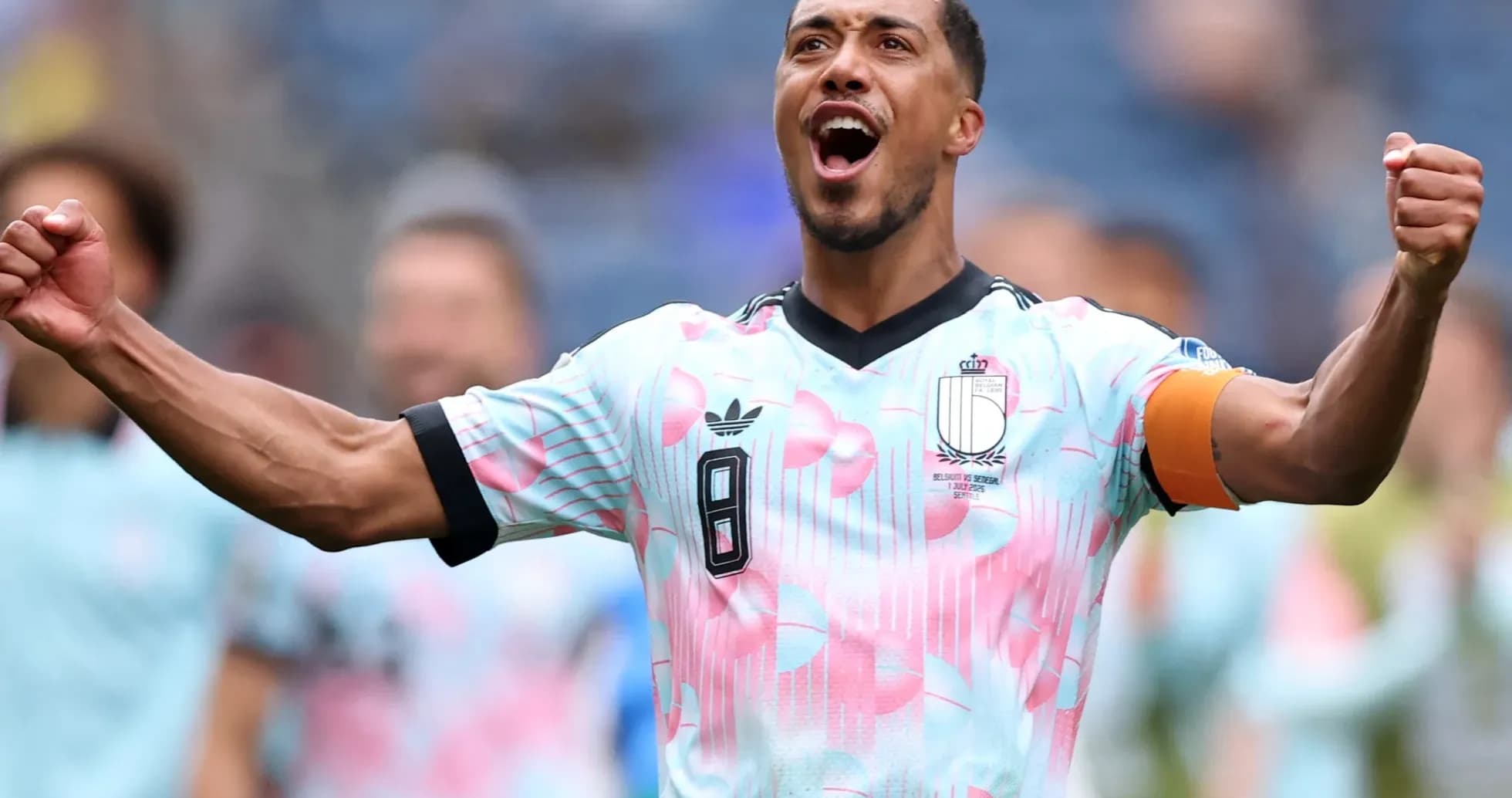 Jugador de Bélgica celebrando un gol