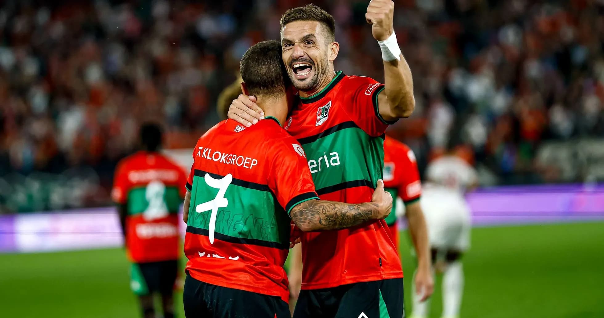 Jugadores de NEC Nijmegen celebrando un gol