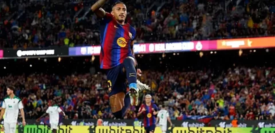 Jugador de Barcelona celebrando un gol en el Camp Nou