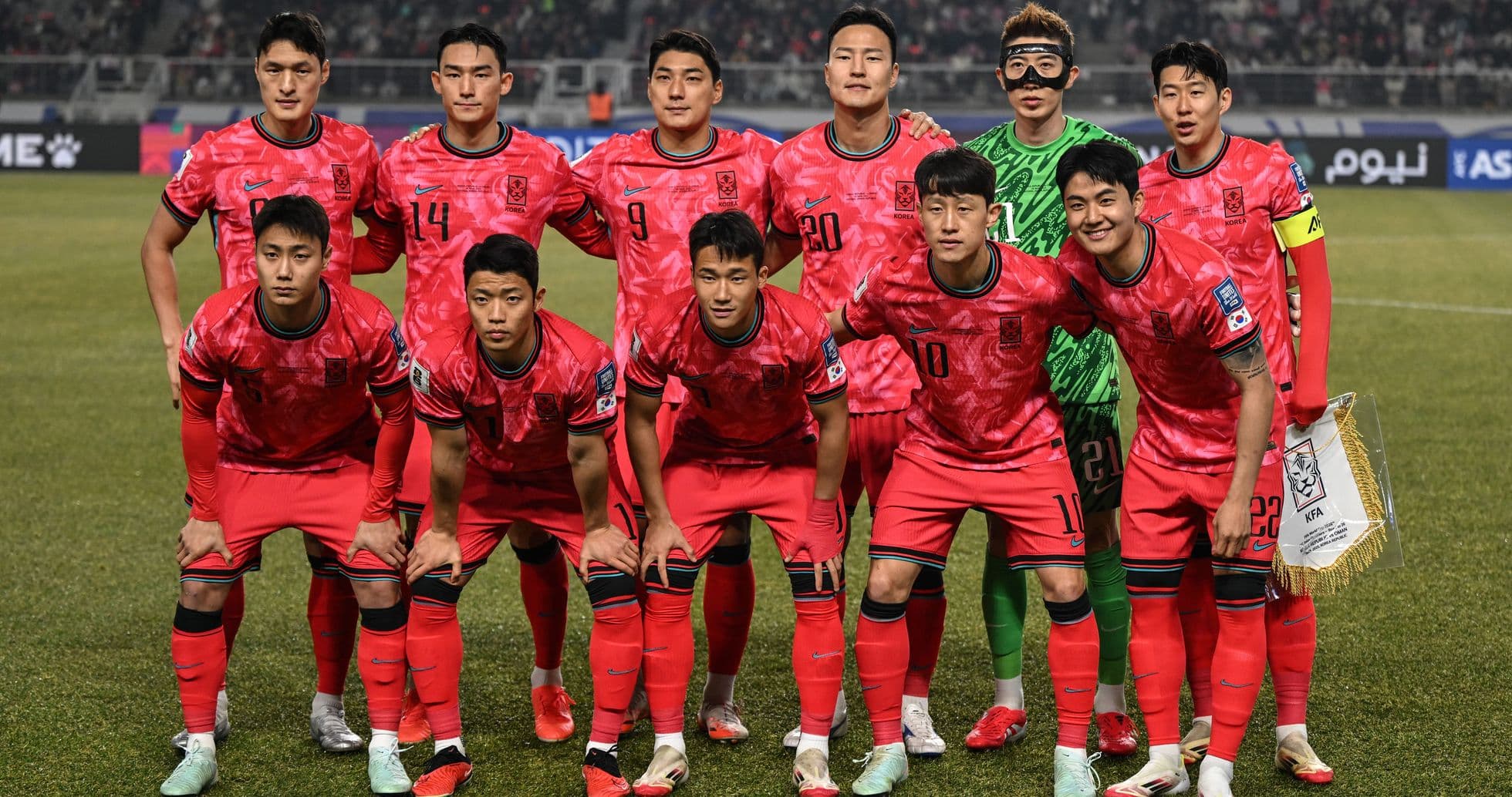 Equipo de fútbol de Corea del Sur posando