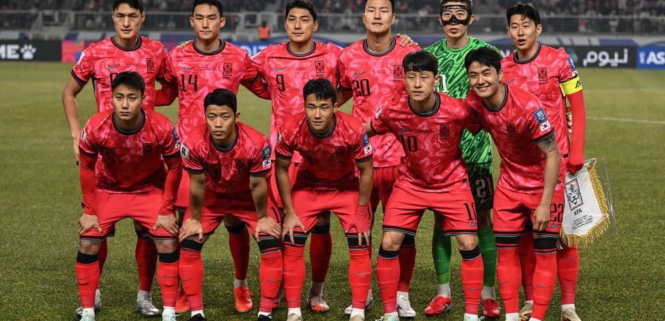 Equipo de fútbol de Corea del Sur posando