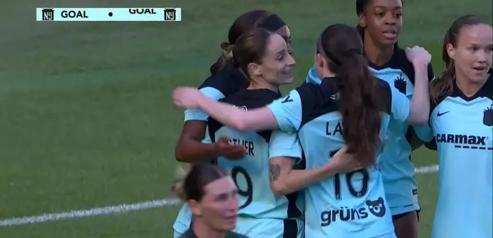 Jugadoras de Gotham FC celebrando un gol
