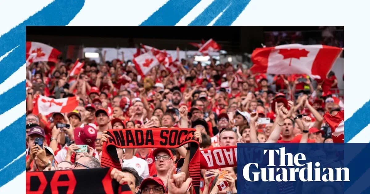 Aficionados con banderas de Canadá animando en el estadio