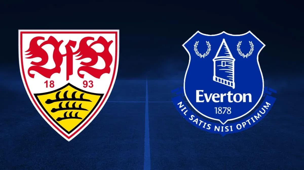 Logos de Stuttgart y Everton en fondo oscuro