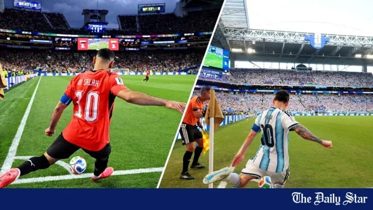 Salah y Messi en tiros de esquina en partidos