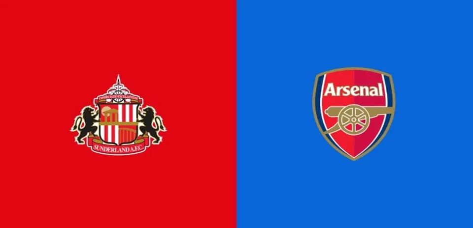 Logos de Sunderland A.F.C. y Arsenal en colores contrastantes