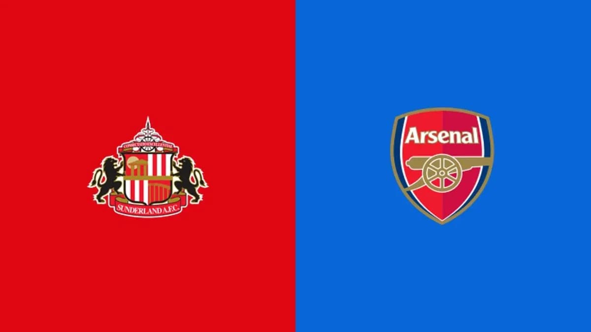 Logos de Sunderland A.F.C. y Arsenal en colores contrastantes