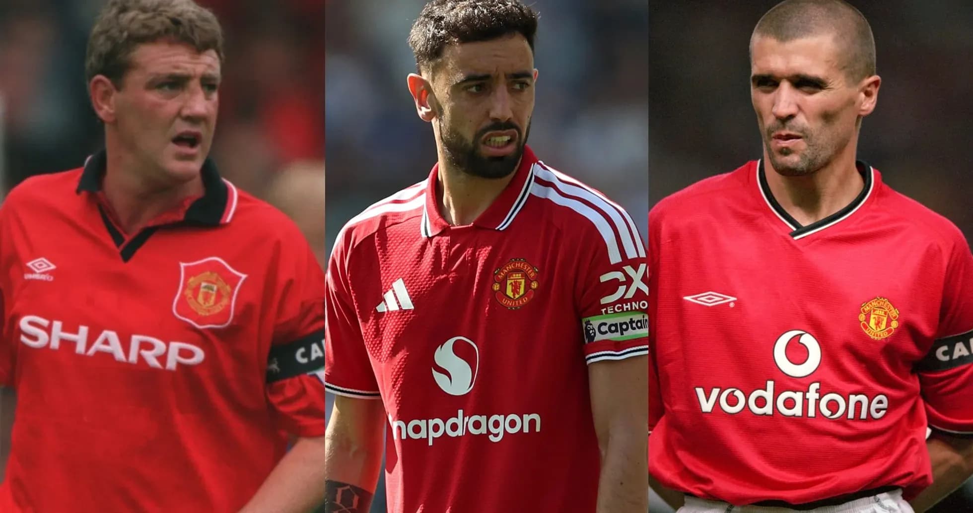 Tres jugadores de Manchester United en camisetas rojas