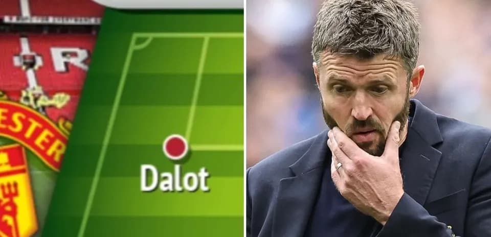 Mapa táctico con el nombre 'Dalot' y entrenador pensativo