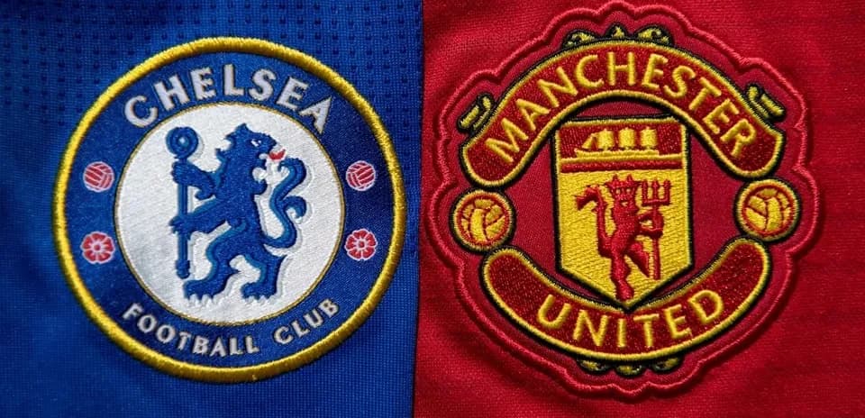 Emblemas de Chelsea y Manchester United en tela