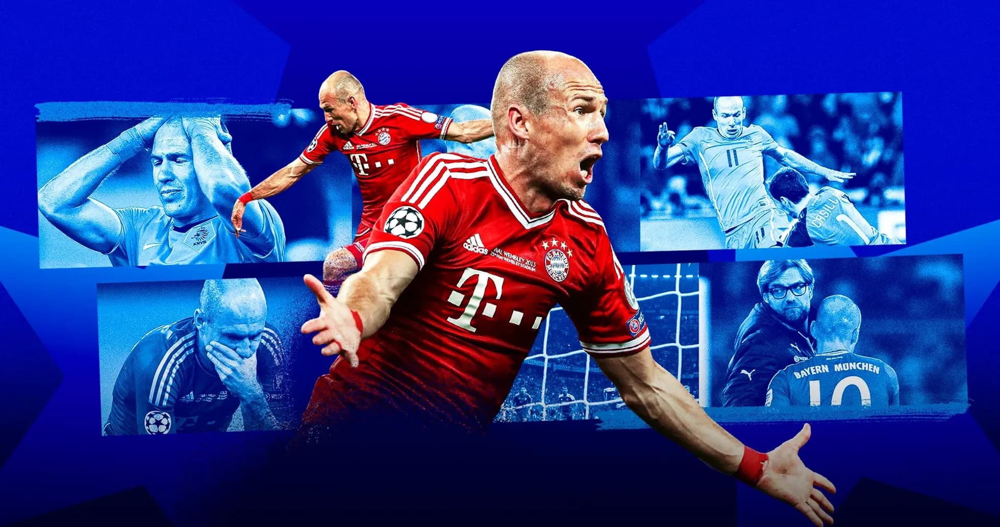 Arjen Robben celebrando un gol con Bayern Múnich
