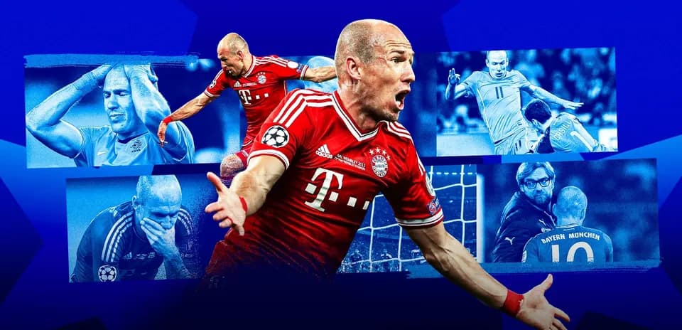 Arjen Robben celebrando un gol con Bayern Múnich