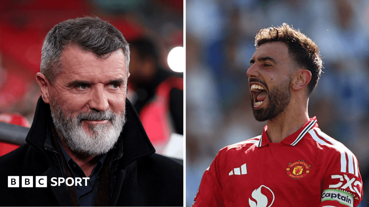 Roy Keane y Bruno Fernandes en un evento deportivo