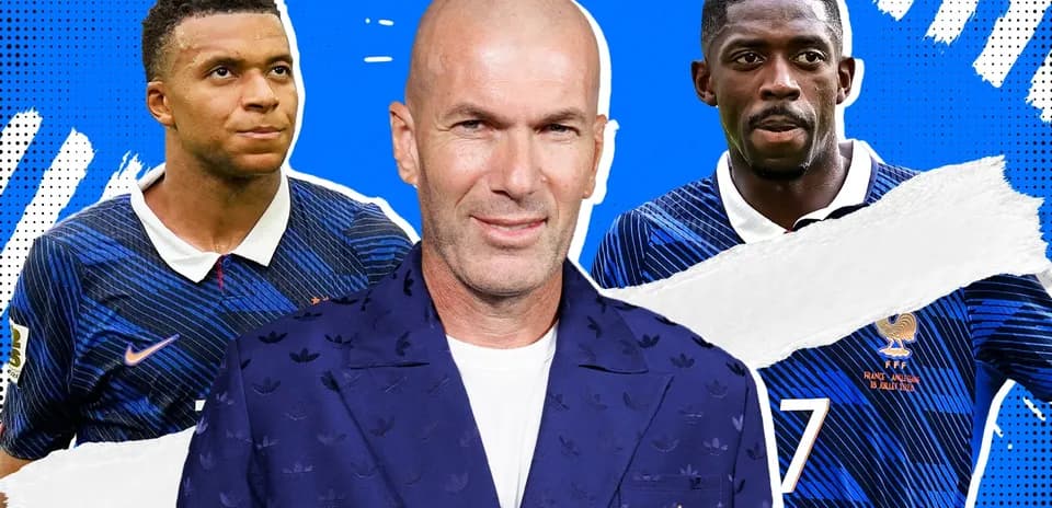 Kylian Mbappé, Zinédine Zidane y Ousmane Dembélé