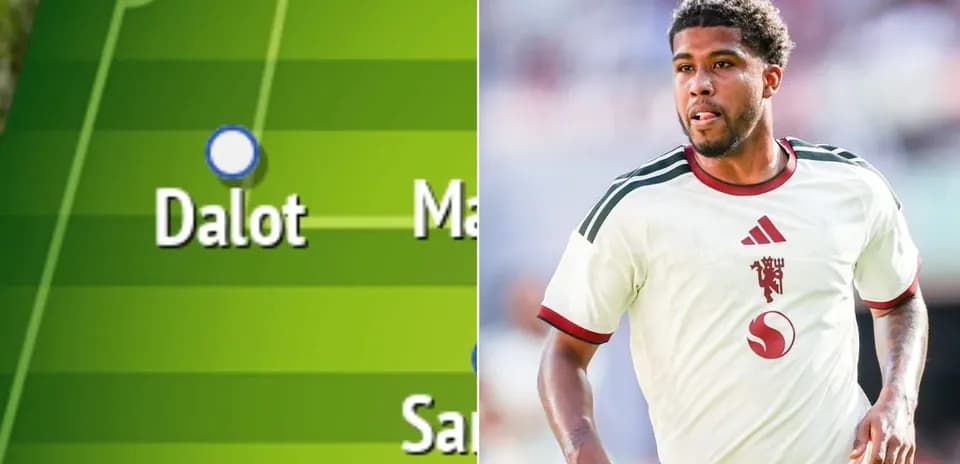 Dalot en formación táctica y jugador en acción