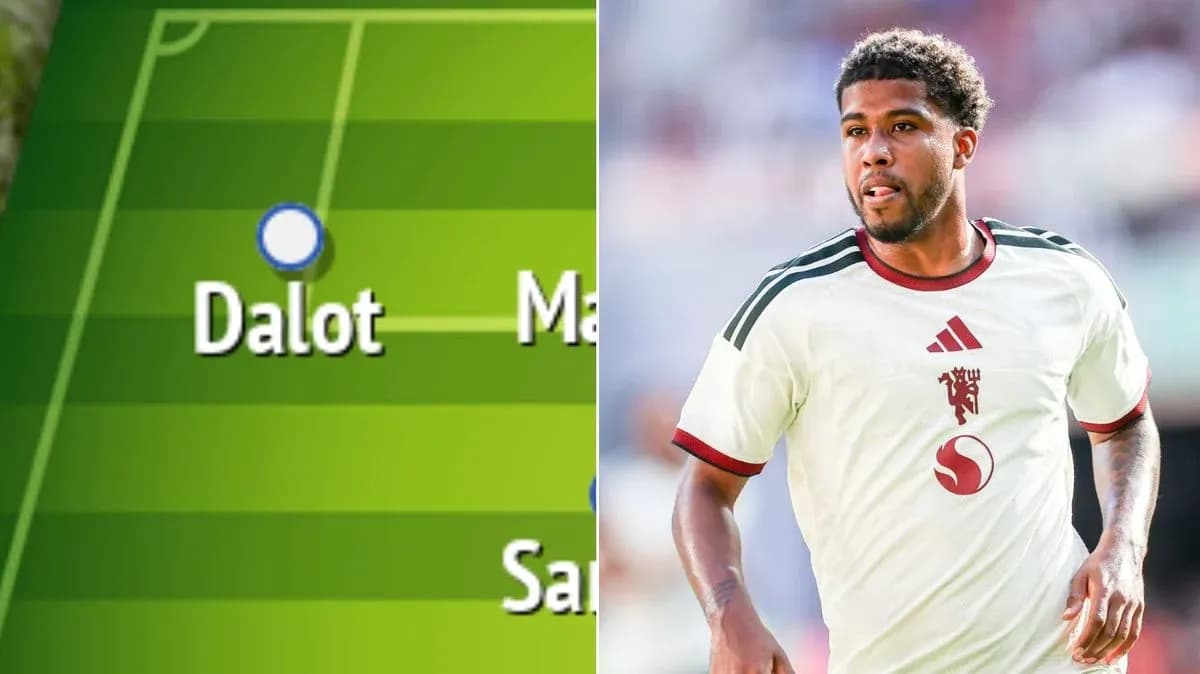 Dalot en formación táctica y jugador en acción