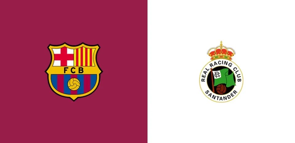Escudos de FC Barcelona y Real Racing Club Santander