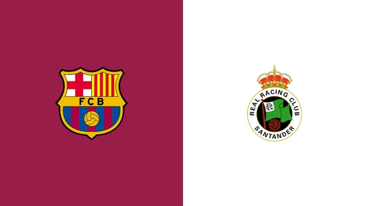 Escudos de FC Barcelona y Real Racing Club Santander