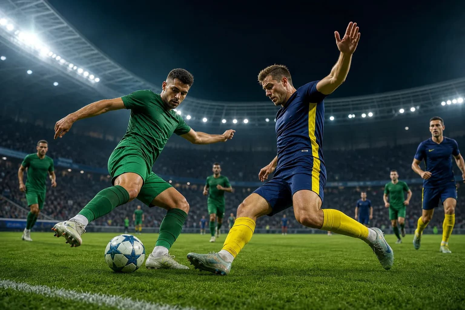Dos jugadores luchando por el balón en un partido