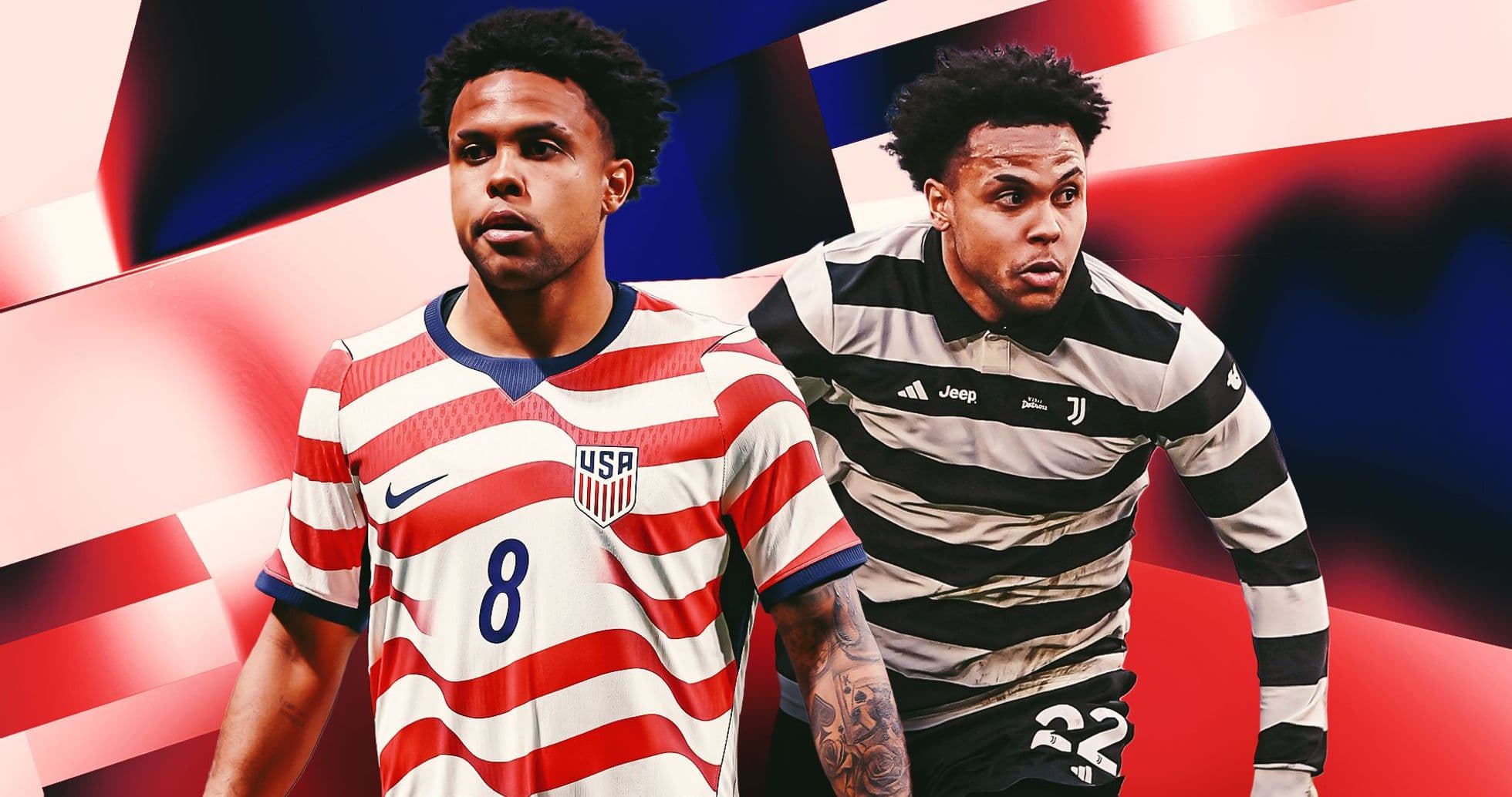 Jugador con camiseta de Estados Unidos y Juventus