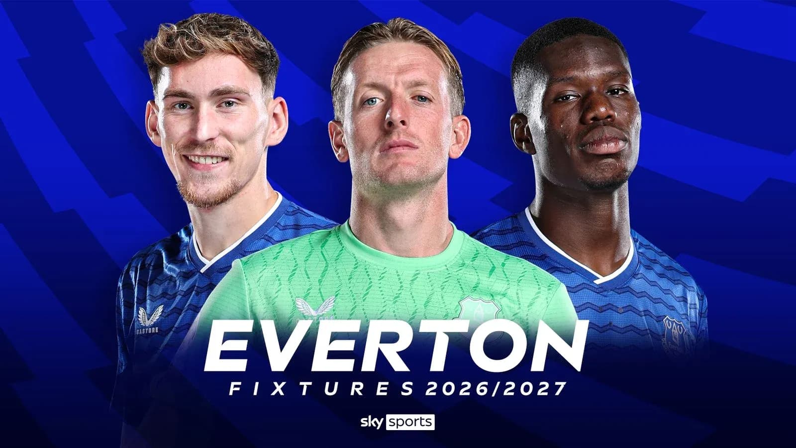 Jugadores de Everton con equipaciones en fondo azul