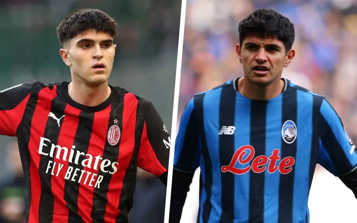 Jugadores de AC Milan y Atalanta en acción