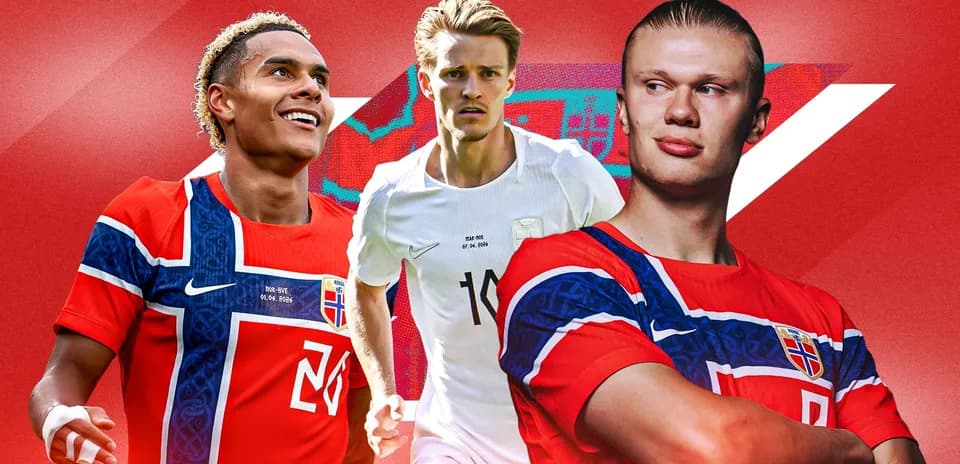 Jugadores noruegos en uniforme durante presentación