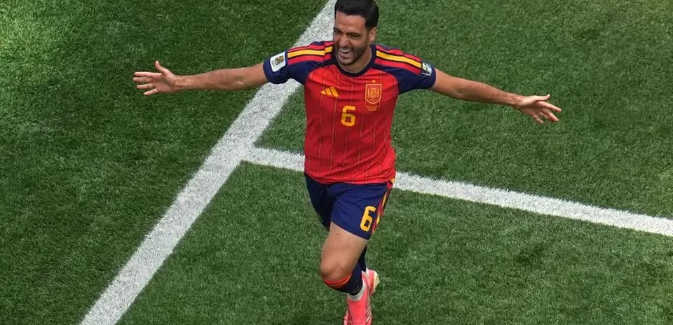 Jugador de España celebrando un gol