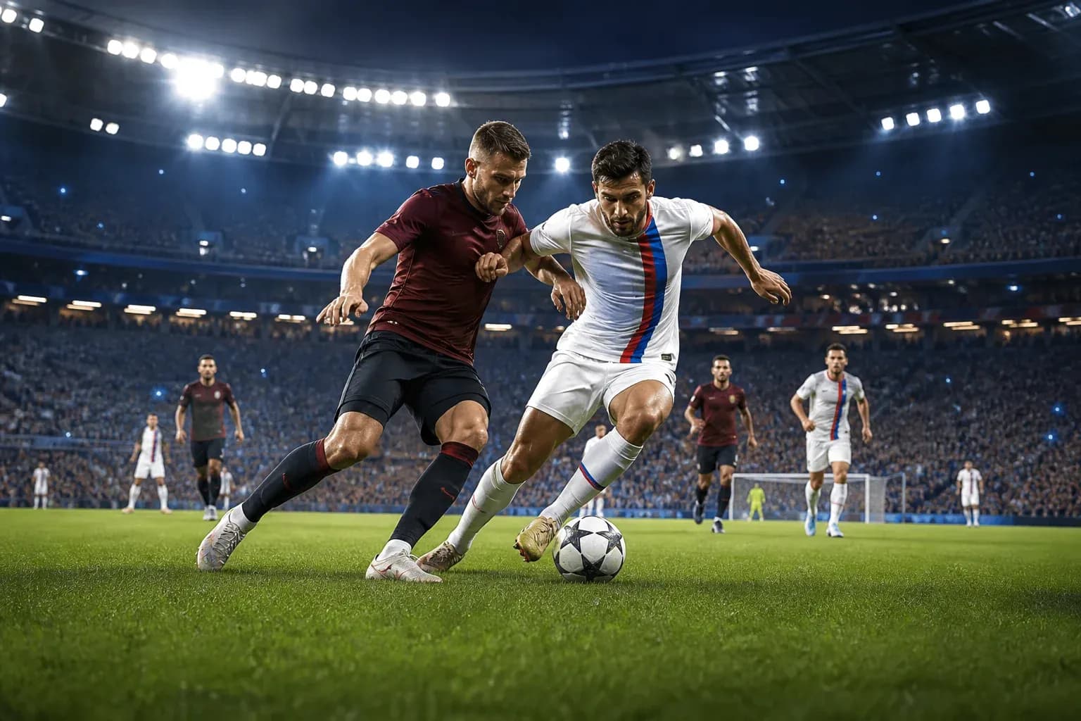 Dos jugadores compitiendo por el balón en un partido