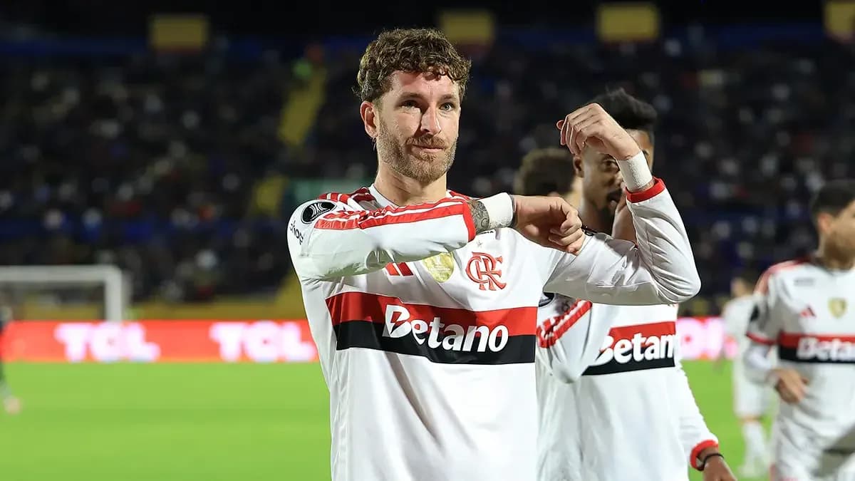 Jugador de Flamengo celebrando durante el partido
