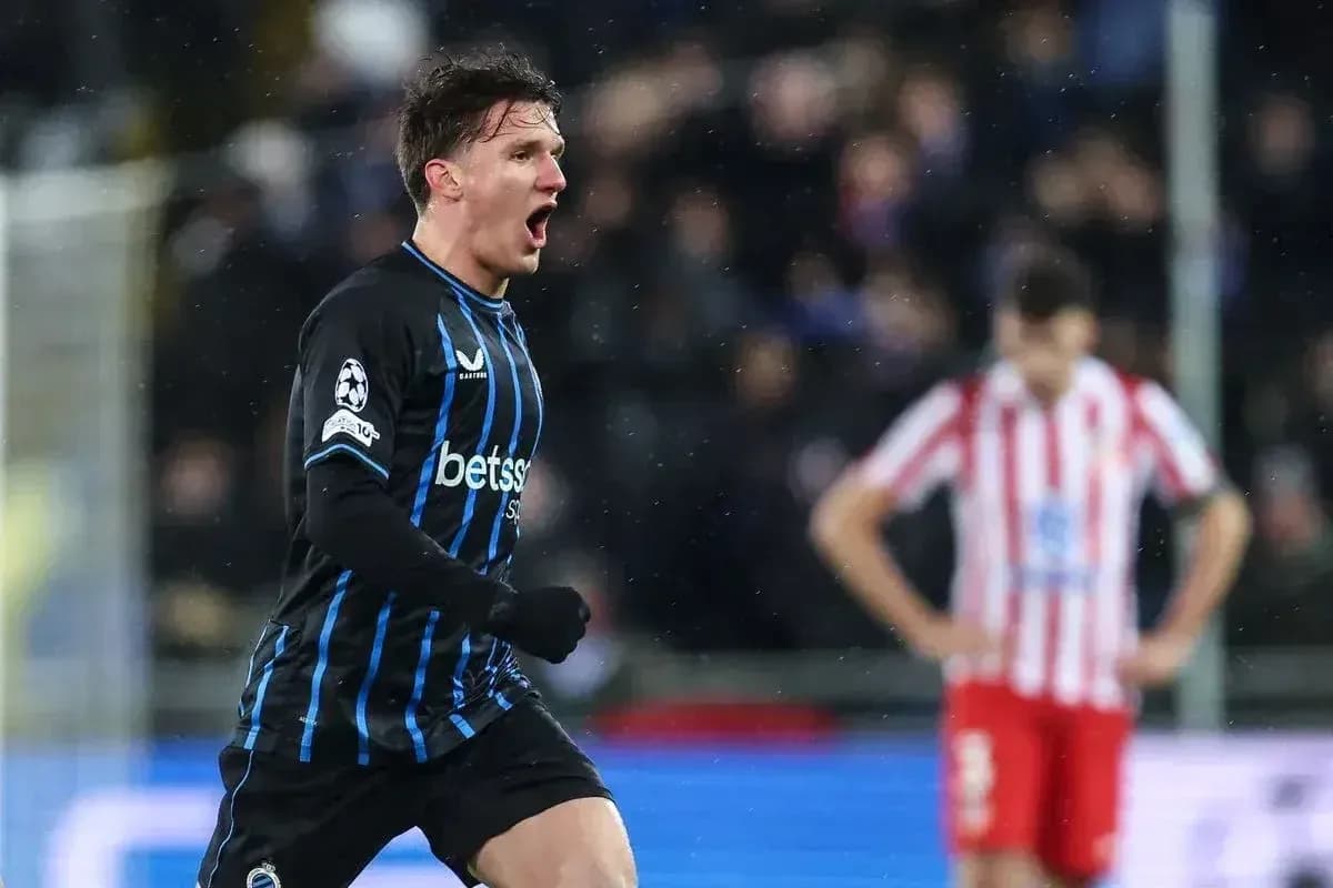 Jugador de Club Brugge celebrando un gol