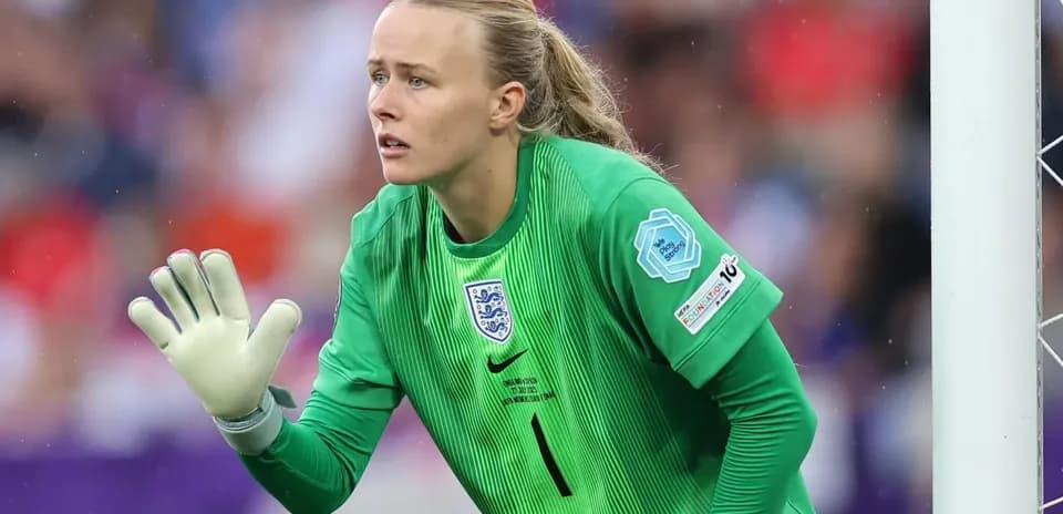 Portera de Inglaterra en acción durante el partido