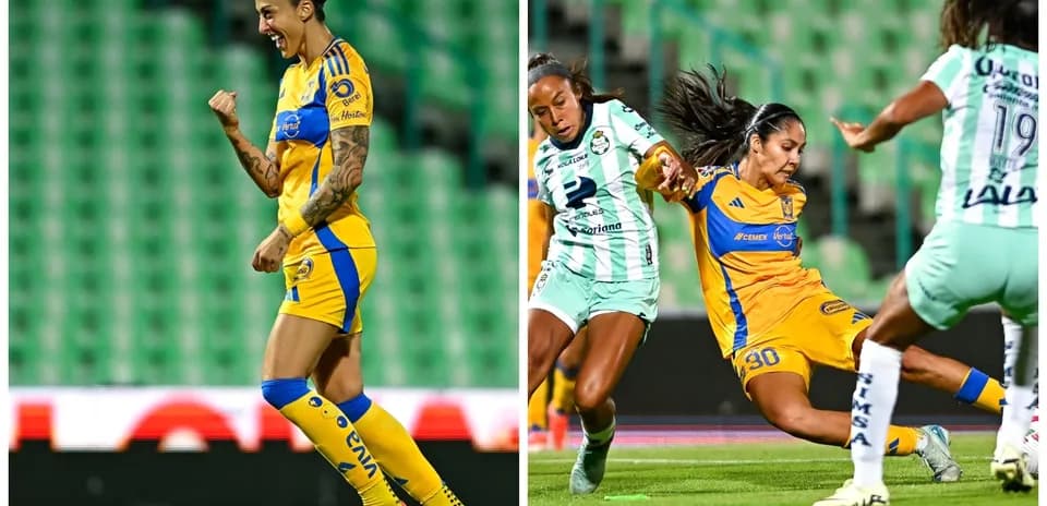 Jugadora de Tigres UANL celebra un gol