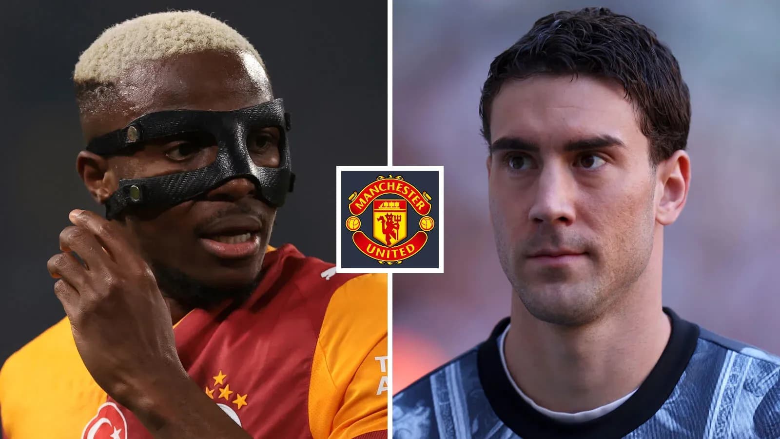 Jugadores de fútbol en acción con logo de Manchester United