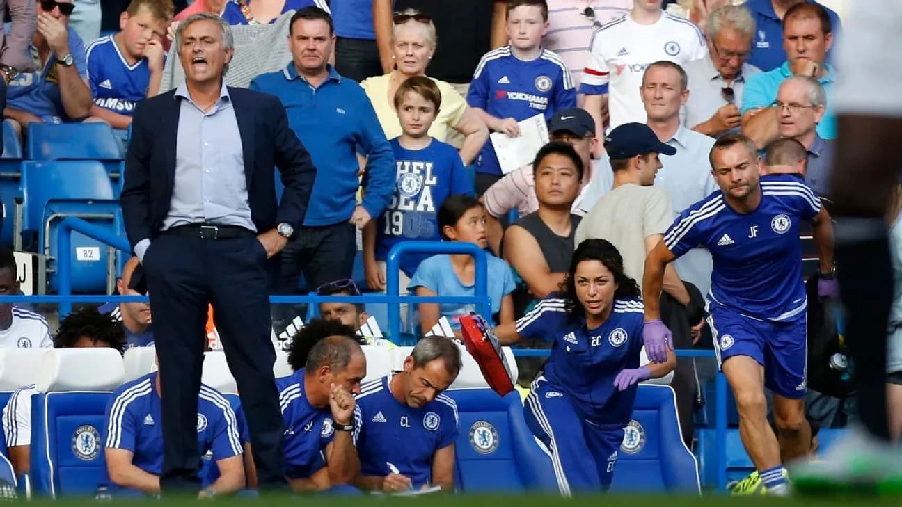 José Mourinho directing team during Chelsea match