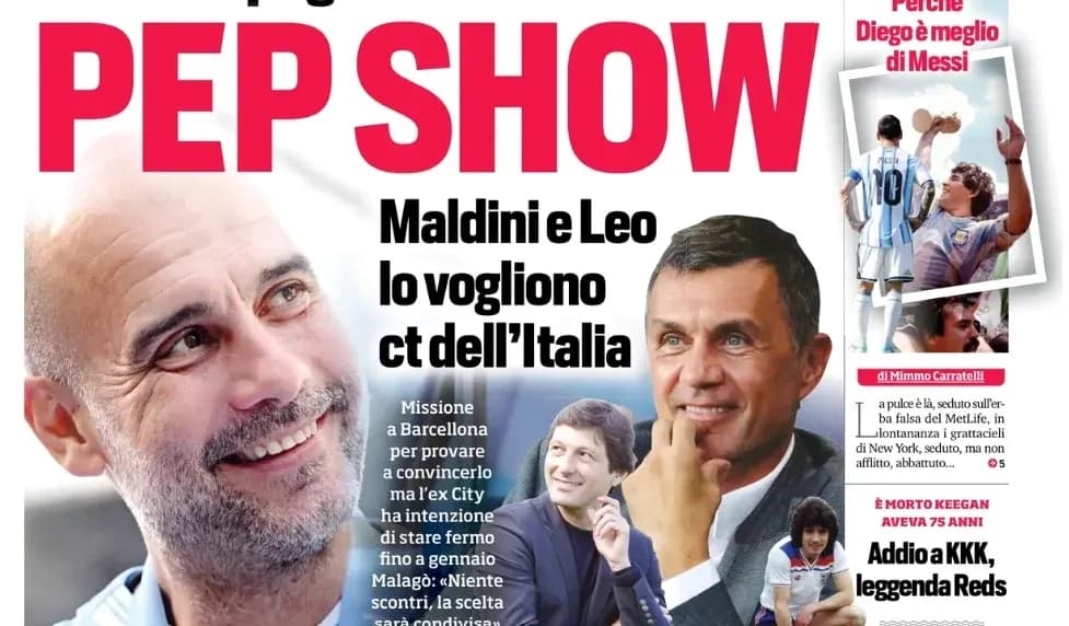 Titulares sobre Pep Guardiola y Maldini en portada