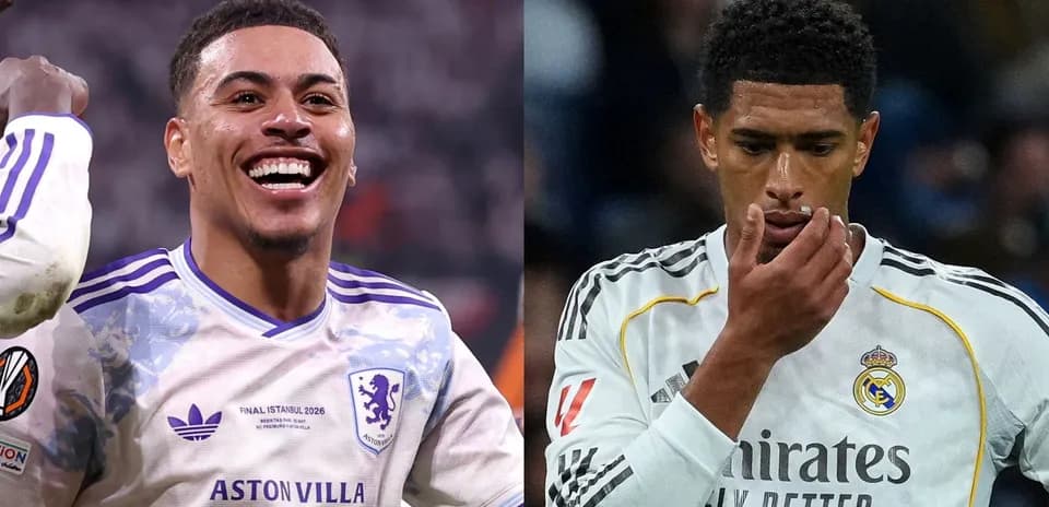 Jugadores de Aston Villa y Real Madrid en acción