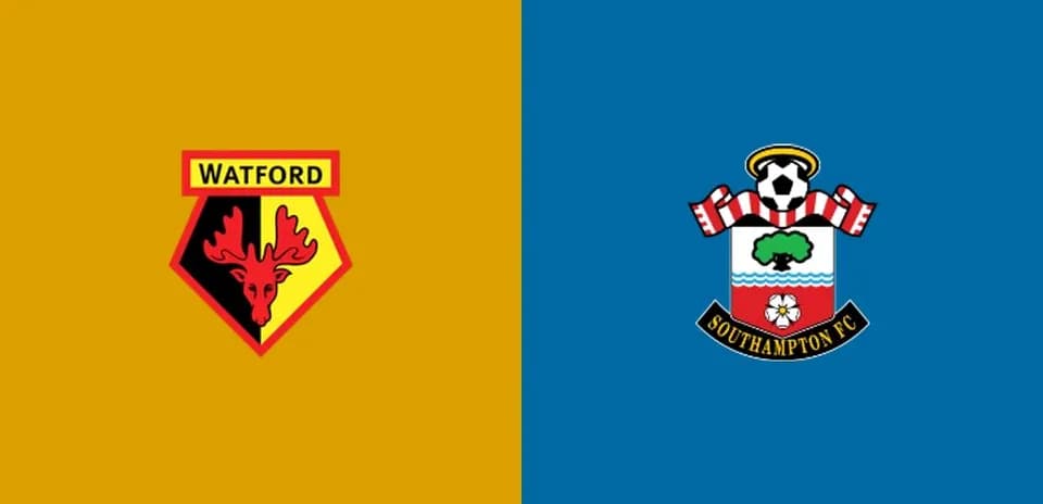 Logos de Watford y Southampton FC sobre fondo de colores