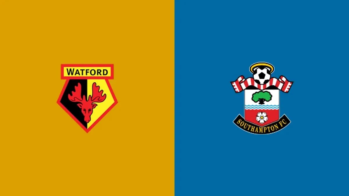 Logos de Watford y Southampton FC sobre fondo de colores
