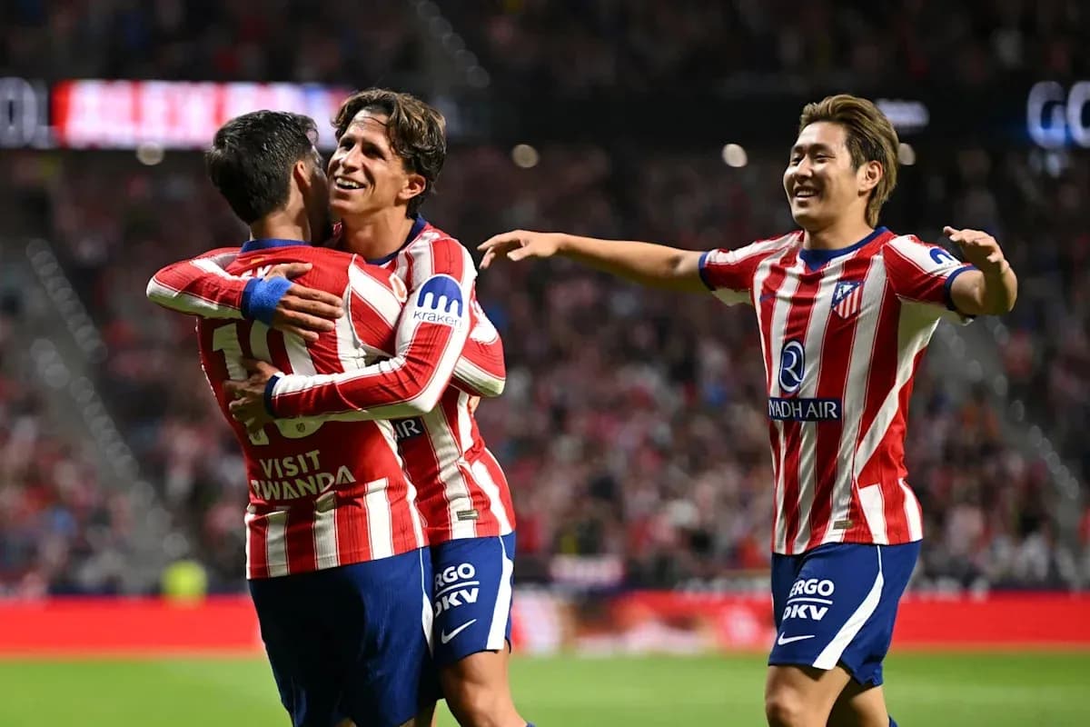Jugadores del Atlético de Madrid celebrando un gol