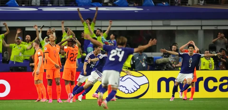 Celebración de Japón tras anotar un gol