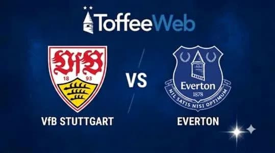Logos de VfB Stuttgart y Everton en partido