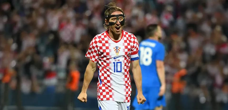 Luka Modrić celebrando un gol con la selección croata