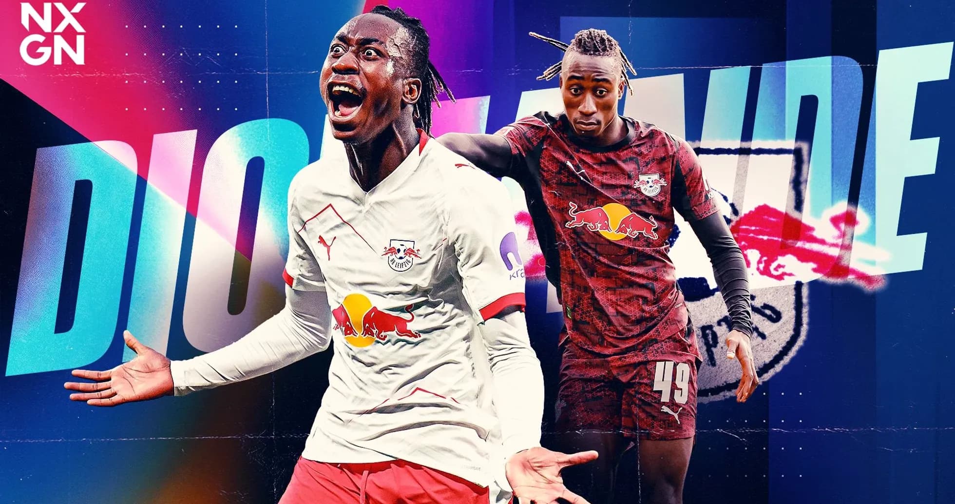 Dio Mavunde en acción con el RB Leipzig