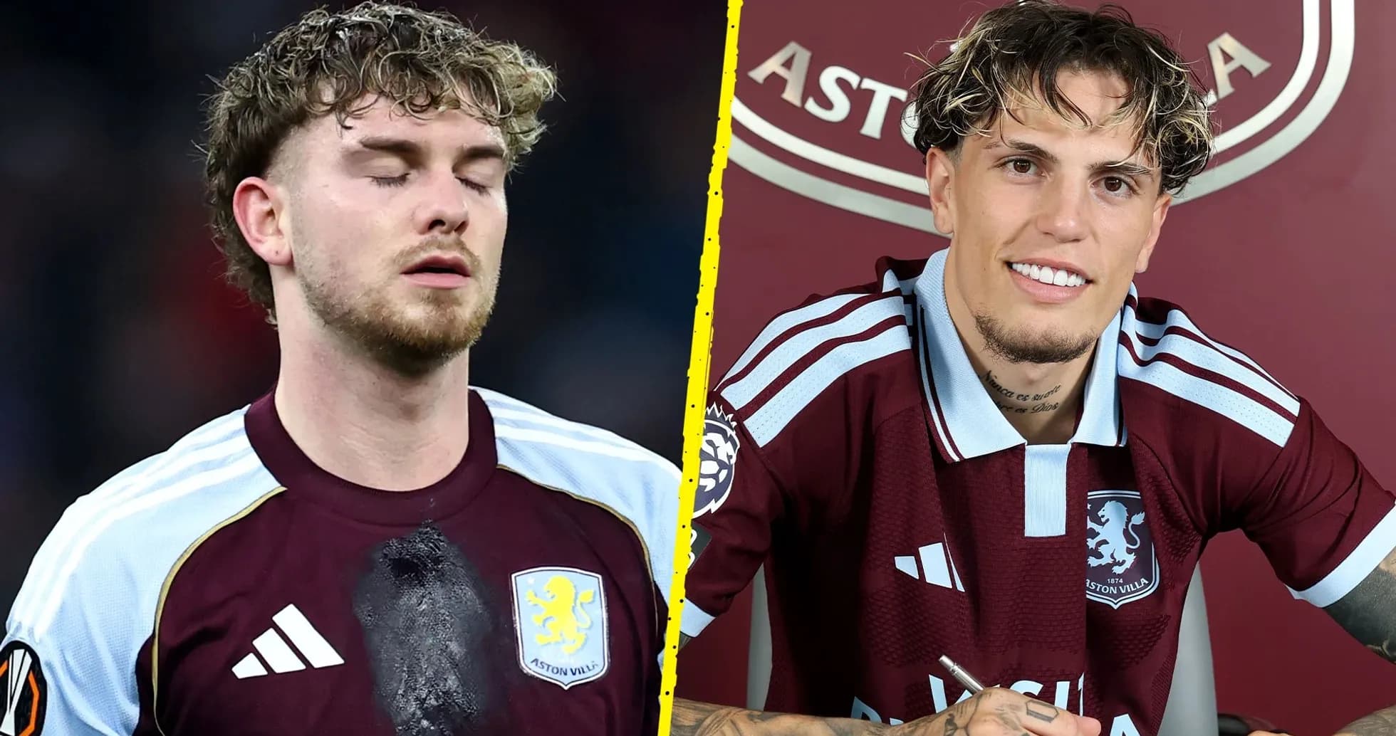 Jugador de Aston Villa en dos momentos diferentes