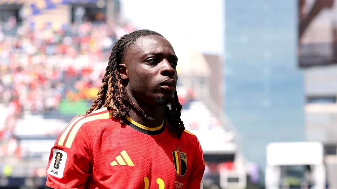 Jugador de Bélgica en el campo antes del partido