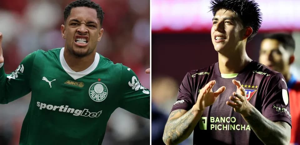 Jugadores de LDU y Palmeiras durante el partido