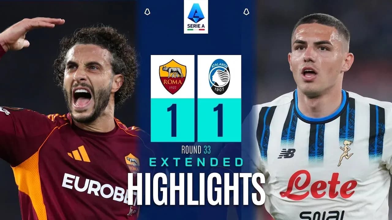 Jugadores de Roma y Atalanta en el partido