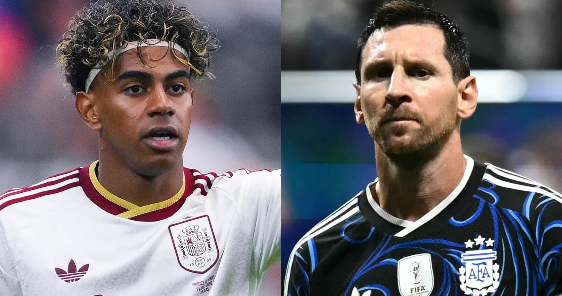 Jugadores de fútbol de España y Argentina en el campo
