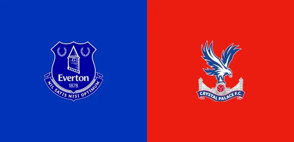 Logos de Everton y Crystal Palace en fondo colorido